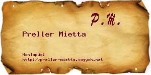 Preller Mietta névjegykártya